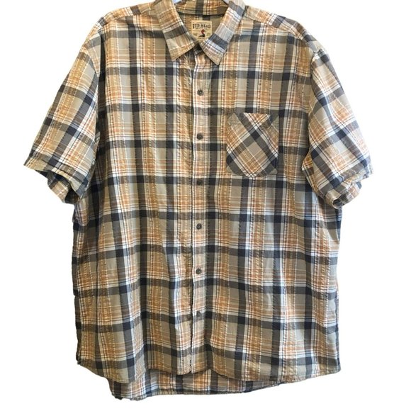 Red Head Brand SS Button Up Plaid Casual Shirt 2XL Tan - Picture 1 of 6